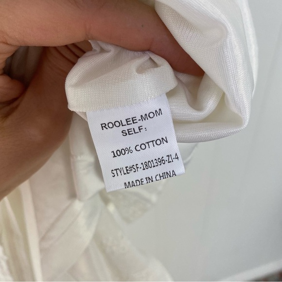 Roolee Mom Dress S Eyelet Lace Knee Length Ruffle Sleeve Nursing Breastfeeding - Picture 7 of 16